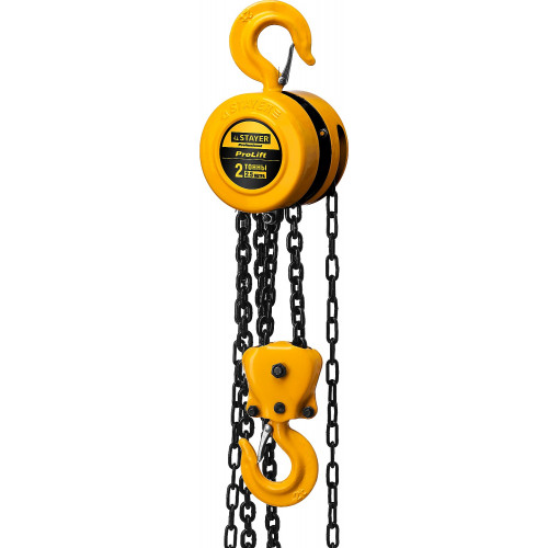 STAYER ProLift, 2 т, 2.5 м, ручная цепная шестеренная таль, Professional (4308-2)