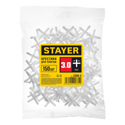 STAYER 3 мм, 150 шт, крестики для плитки (3380-3)