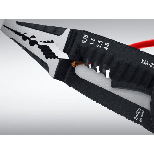 STAYER XM-21, резка d 14мм, зачистка 0.75 – 25 мм2, кримпер 2.5 мм2, плоскогубцы 210 мм, электромонтажные клещи, Professional (23342-21)