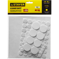 STAYER белые, самоклеящиеся, 125 шт, набор мебельных накладок (40917-H125)