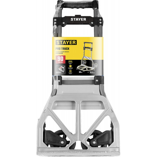 STAYER PROTruck, до 90кг, каркас из стали, платформа из алюминия, платформа 39х28см, колеса d13см, вес 4кг, складная хозяйственная тележка (38755-90)