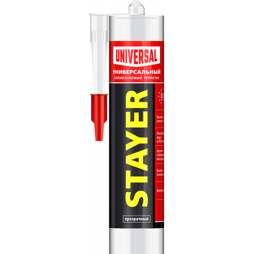 STAYER 260 мл, прозрачный, силиконовый, универсальный герметик (41213-2)