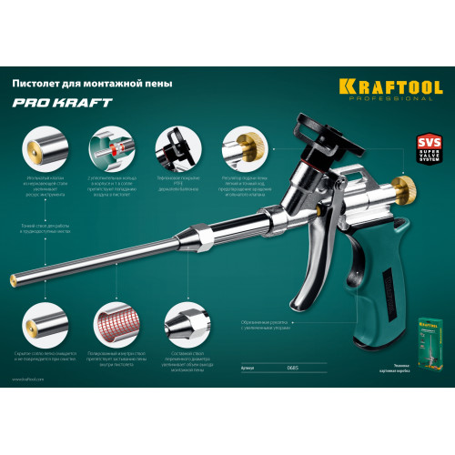 KRAFTOOL ProKraft, тефлоновый пистолет для монтажной пены (0685)