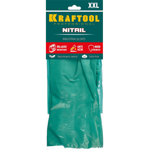 KRAFTOOL NITRIL, XL, нитриловые индустриальные, маслобензостойкие перчатки (11280-XL)