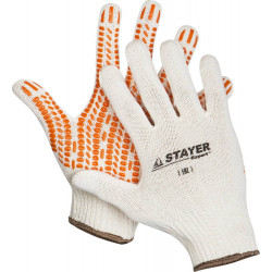 STAYER TRACK, L-XL, х/б перчатки с мягким покрытием ″протектор″ из ПВХ-геля, увеличенная площадь покрытия, противоскользящие, 10 класс (11401-XL)