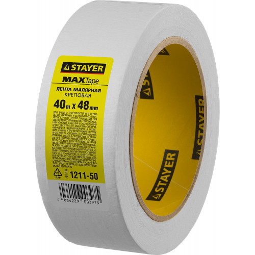 STAYER MAXTape 48 мм х 40 м, креповый, малярный скотч, MASTER (1211-50)