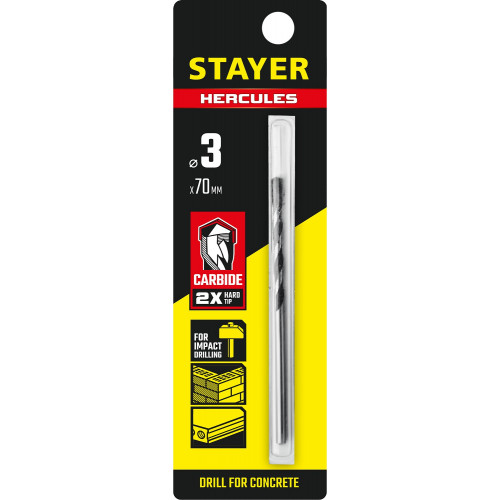 STAYER Hercules, 3 x 70 мм, сверло по бетону, Professional (2915-070-03)