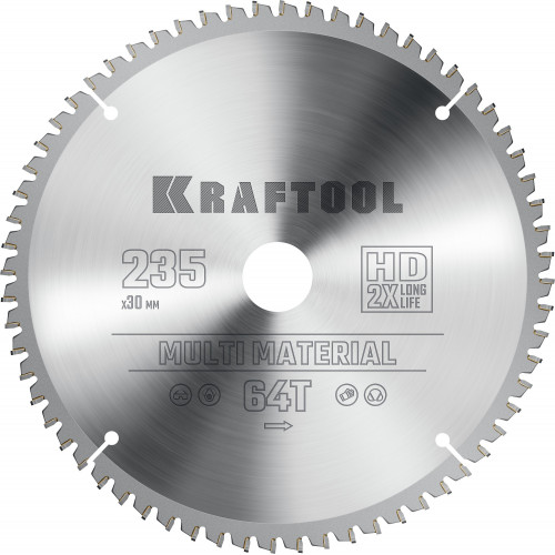 KRAFTOOL Multi Material, 235 х 30 мм, 64Т, пильный диск по алюминию (36953-235-30)