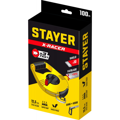 STAYER RACER 100 м геодезическая стальная мерная лента (34186-100)