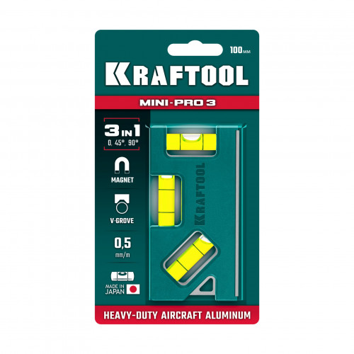 KRAFTOOL Mini-Pro 3, 100 мм, магнитный компактный уровень (34861-010)