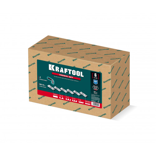 KRAFTOOL 280х115 мм, набор нержавеющих гребенок (6шт) со сменной 2к ручкой, в пластиковом кейсе (33268-H6)