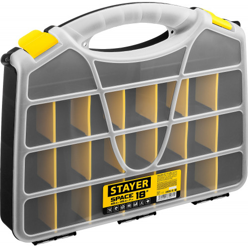 STAYER SPACE-18, 455 х 355 х 70 мм, (18″), пластиковый органайзер с 21 ячейкой (38038-18)