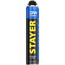 STAYER LOW EXPANSION, 800 мл, пистолетная, выход до 50 л, всесезонная, с низким вторичным расширением, монтажная пена, Professional (41136)