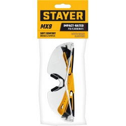 STAYER MX-9, открытого типа, прозрачные, защитные очки с двухкомпонентными дужками (110490)