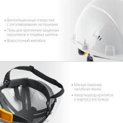 ЗУБР ФОРТ, белая, храповый механизм регулировки, универсальное крепление для наушников и щитков, защитная каска, Профессионал (11094-2)