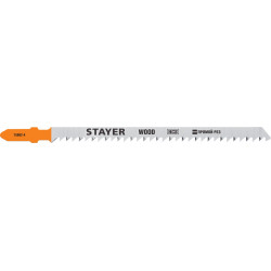 STAYER T301CD, T-хвост., HCS сталь, по дереву, шаг зуба 3 мм (6TPI), раб. длина 90 мм, 2 шт, полотна для лобзика, Professional (15982-4)