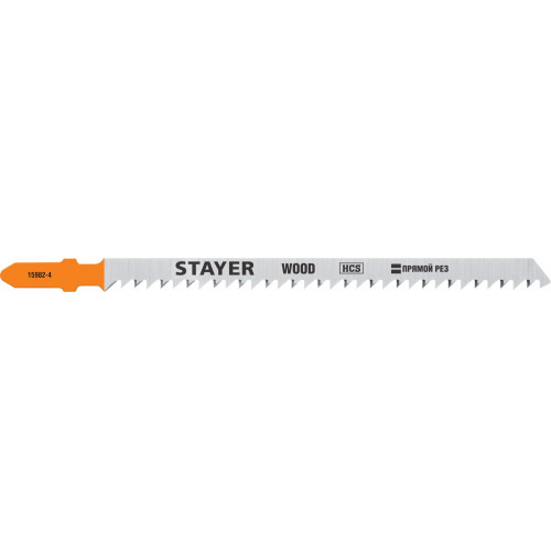 STAYER T301CD, T-хвост., HCS сталь, по дереву, шаг зуба 3 мм (6TPI), раб. длина 90 мм, 2 шт, полотна для лобзика, Professional (15982-4)